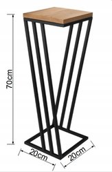 Kwietnik 70x20 cm do salonu sypialni stojak metal deska dąb prawdziwe drewno i stal czarny - Miniaturka zdjęcia nr 4