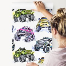 Tapeta Dla Dzieci MONSTER TRUCK Kolorowe Samochody  - Miniaturka zdjęcia nr 4