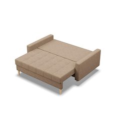 Sofa Elma 200x90x90 cm 2-osobowa skandynawska rozkładana z pojemnikiem na nóżkach do salonu beżowa - Miniaturka zdjęcia nr 4