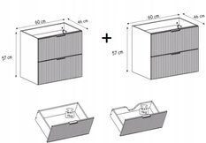 Szafka łazienkowa pod umywalkę 120 cm kaszmir wisząca ryflowane 4 szuflady mdf flow - Miniaturka zdjęcia nr 2