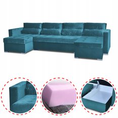 Narożnik Varius BIG 297x74x140 cm kształt U z funkcją spania i przechowywania do salonu Royal morski - Miniaturka zdjęcia nr 2