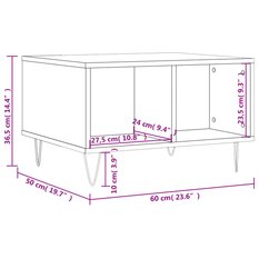 Stolik kawowy 60x50x36,5 cm z dwoma przestronnymi przegrodami biały do salonu - Miniaturka zdjęcia nr 9