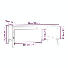 Stolik kawowy 90x50x36,5 cm z praktyczną szufladą i półką brązowy dąb do salonu - Miniaturka zdjęcia nr 8