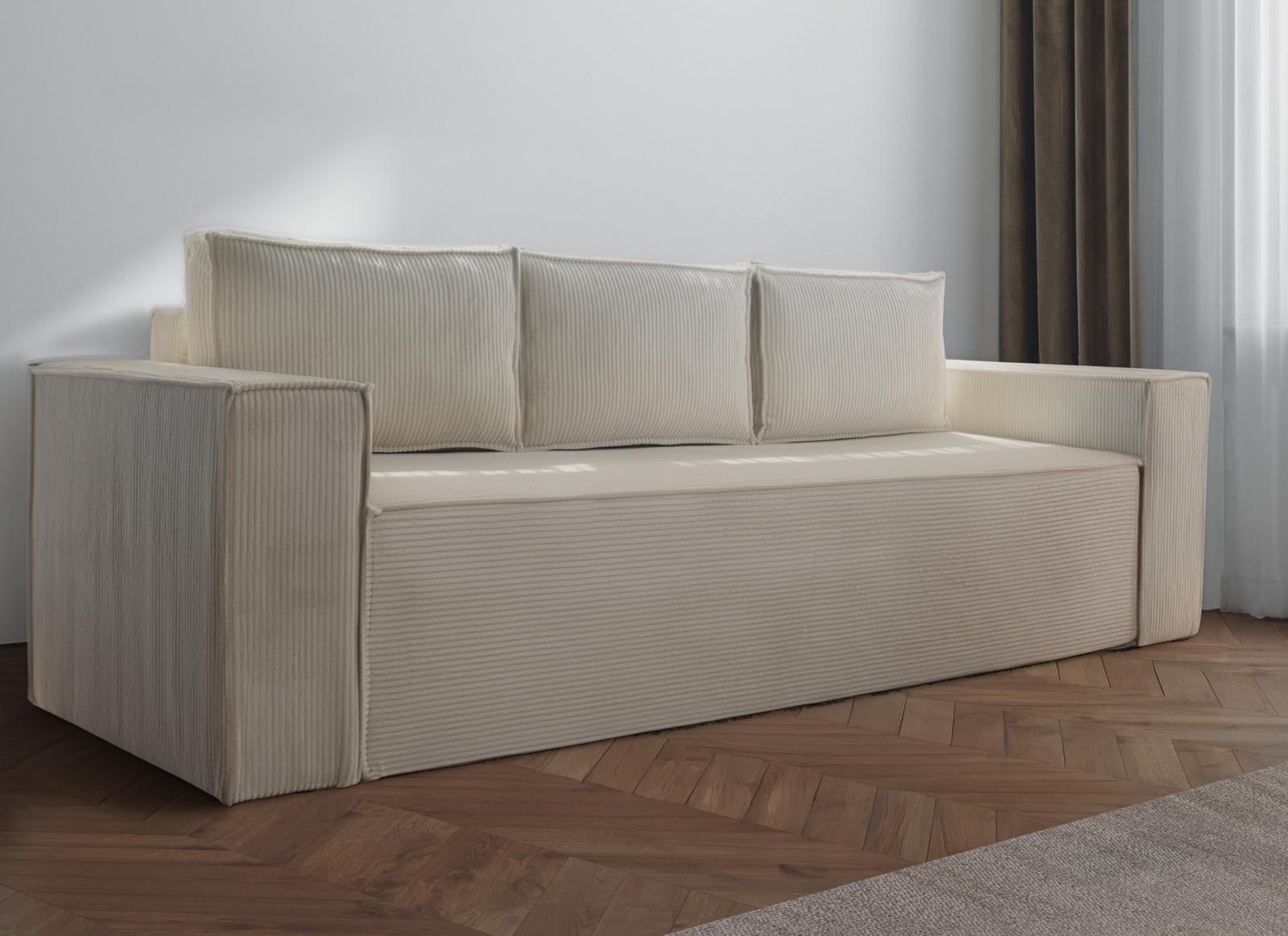 Kanapa rozkładana Verona 248x52x93 cm wersalka z funkcją spania i pojemnikiem sprężyny bonell sztruks beżowa do salonu nr. 2