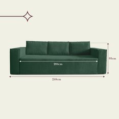 Kanapa rozkładana Verona 248x52x93 cm wersalka z funkcją spania i pojemnikiem sprężyny bonell sztruks butelkowa zieleń do salonu - Miniaturka zdjęcia nr 7