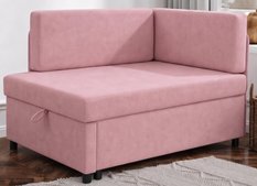 Sofa Viluś 106x75x80 cm różowa rozkładana sofa narożna jednoosobowa z funkcją spania i pojemnikiem na pościel - Miniaturka zdjęcia nr 3