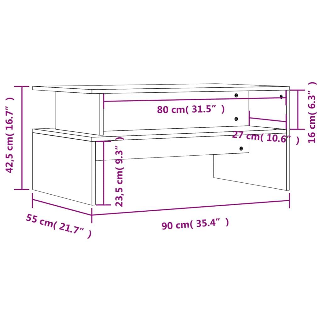 Stolik kawowy 90x55x42,5 cm z praktyczną półką biały o wysokim połyski do salonu nr. 9