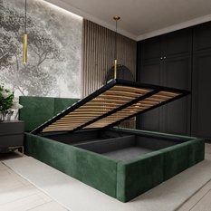 Łóżko tapicerowane do sypialni 180x200x88 cm podwójne z pojemnikiem modne butelka zieleń - Miniaturka zdjęcia nr 10