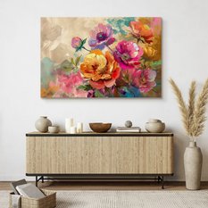 Obraz Na Płótnie Akwarelowe Kolorowe Kwiaty 120x80 Natura do Salonu - Miniaturka zdjęcia nr 7
