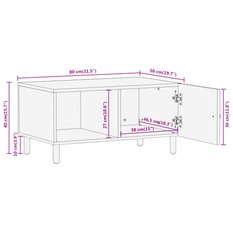 Szafka RTV na nóżkach 80x50x40 cm z półkami i drzwiczkami lite drewno mango do salonu - Miniaturka zdjęcia nr 11