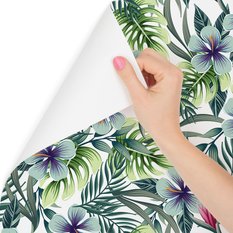 Tapeta tropikalne rośliny i kwiaty, dekoracja do salonu - Miniaturka zdjęcia nr 3