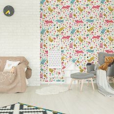 Tapeta dla dzieci ZWIERZĄTKA koty kwiaty motyle, nowoczesny styl - Miniaturka zdjęcia nr 3