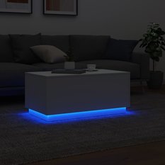 Stolik kawowy 90x50x40 cm z oświetleniem LED biały do salonu - Miniaturka zdjęcia nr 5