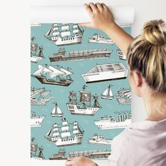 Tapeta Dziecięca STATKI Żaglówki Piraci Morze Fale  - Miniaturka zdjęcia nr 6
