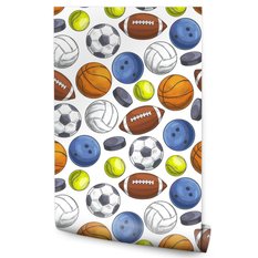 Tapeta Dziecięca Kolorowe Piłki HOKEJ Tenis Dekor  - Miniaturka zdjęcia nr 1