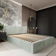 Łóżko tapicerowane do sypialni 180x200x100 cm podwójne z pojemnikiem modne miętowe - Miniaturka zdjęcia nr 8