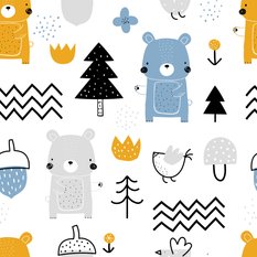 Tapeta Do Pokoju Dziecięcego MISIE Ptaki Drzewka  - Miniaturka zdjęcia nr 5