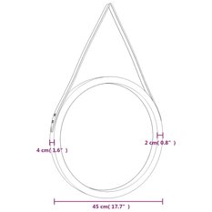 Lustro 45 cm do sypialni łazienki ścienne na pasku srebrne  - Miniaturka zdjęcia nr 6