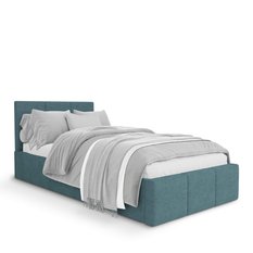 Łóżko Pojedyncze 90x200cm łóżko tapicerowane z pojemnikiem morskie do sypialni wezgłowie 120 cm - Miniaturka zdjęcia nr 5