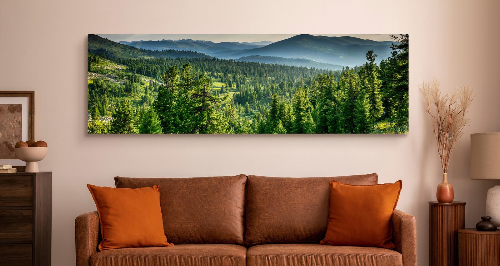 Obraz Panoramiczny Do Salonu LAS Góry Krajobraz Efekt 3D Natura 145x45cm nr. 7