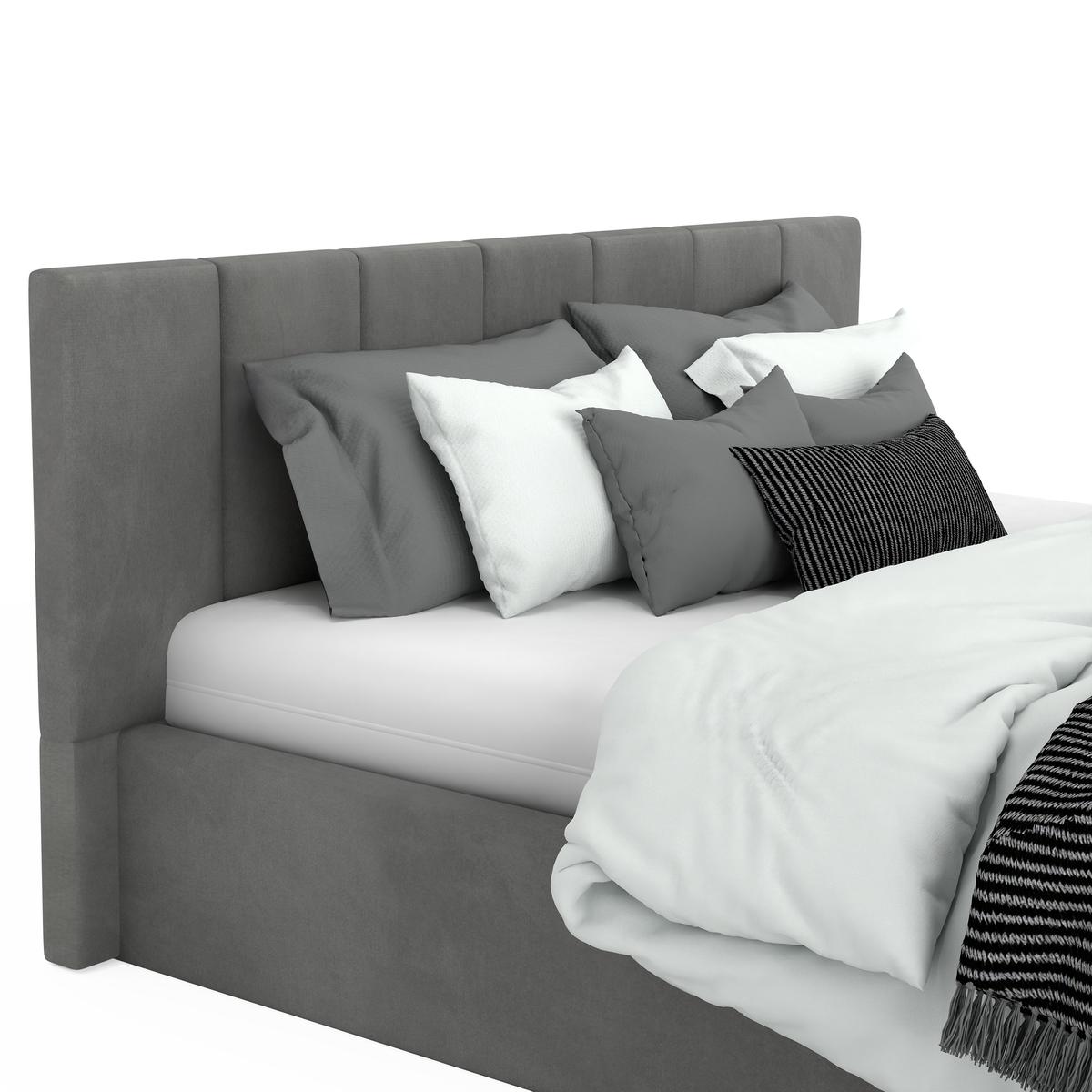 Łóżko tapicerowane 140x200 premium z pojemnikiem do sypialni szare wezgłowie 107 cm nr. 10