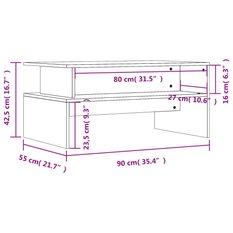 Stolik kawowy 90x55x42,5 cm z praktyczną półką biały o wysokim połyski do salonu - Miniaturka zdjęcia nr 9