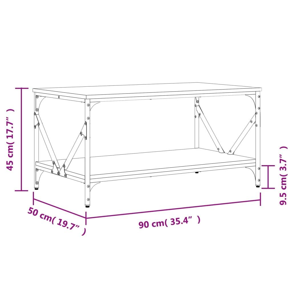 Stolik kawowy 90x50x45 cm z metalową ramą czarny do salonu nr. 9