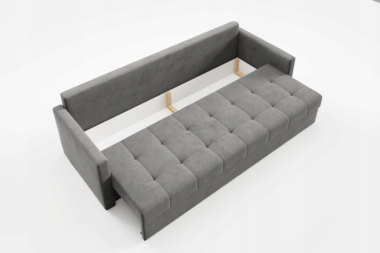 Kanapa IVIO 230x87x86 cm sofa z funkcją spania rozkładana velvet welur ciemnoszara do salonu nr. 6