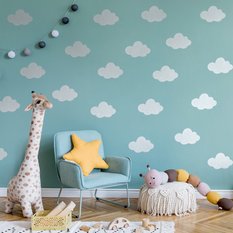 NAKLEJKA NA ŚCIANĘ DO POKOJU 120x60 DZIECKA BIAŁE CHMURKI - Miniaturka zdjęcia nr 2