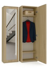 Szafa z lustrem DUO 180x50x35 cm do przedpokoju wąska dąb sonoma