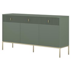 Komoda Maggiore 154 cm 3D3S smoke green złoty biały - Miniaturka zdjęcia nr 3