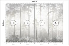 Fototapeta Do Sypialni Mglisty Las Pejzaż Natura Drzewa Abstrakcja - Miniaturka zdjęcia nr 2