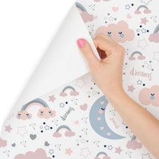 Tapeta dla dzieci – Gwiazdki, chmurki i księżyce - Miniaturka zdjęcia nr 1