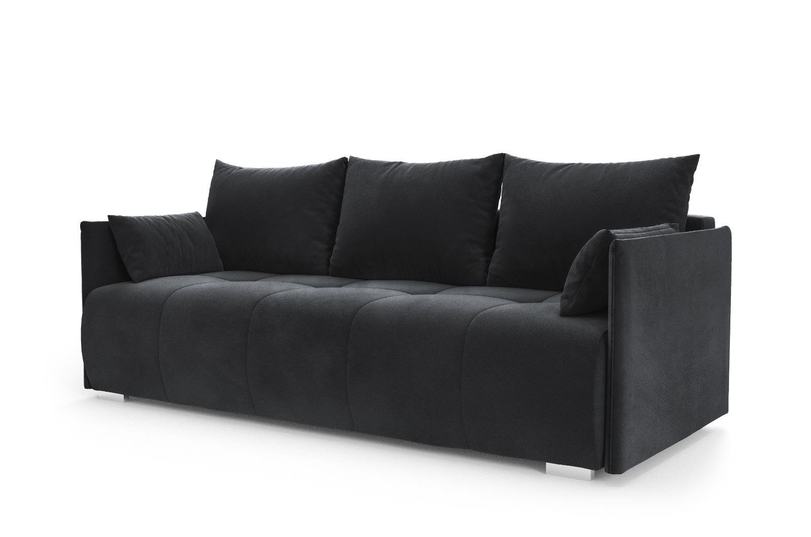 Kanapa Nessa 88x199x93 cm do sypialni rozkładana kronos czarna
