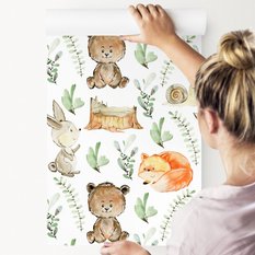 Tapeta dla dzieci zwierzęta leśne AKWARELA bajka  - Miniaturka zdjęcia nr 7
