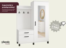 Garderoba do przedpokoju DUO 190x108x40 cm z lustrem wieszakami szafka na buty biały mat PRZEDSPRZEDAŻ - Miniaturka zdjęcia nr 3