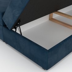 Łóżko kontynentalne 160x200x113 cm tapicerowane podwójne z materacem granatowe - Miniaturka zdjęcia nr 13