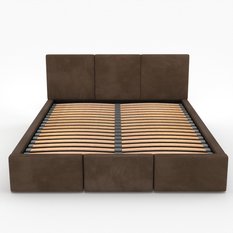Łóżko tapicerowane do sypialni 180x200x120 cm podwójne z pojemnikiem modne brązowe - Miniaturka zdjęcia nr 13