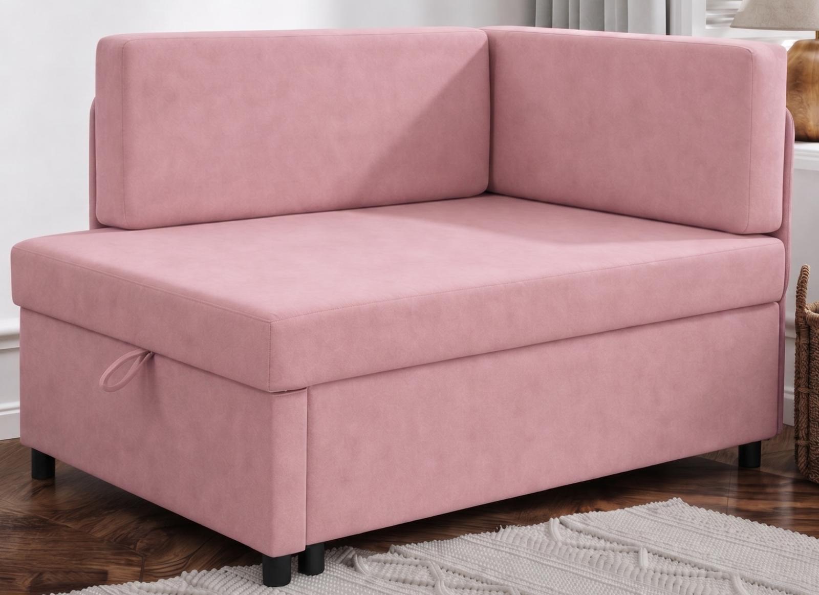 Sofa Viluś 106x75x80 cm różowa rozkładana sofa narożna jednoosobowa z funkcją spania i pojemnikiem na pościel nr. 3