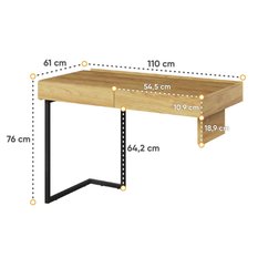 Biurko Teen Flex 110 cm do biura gabinetu pokoju hikora naturalna - Miniaturka zdjęcia nr 2