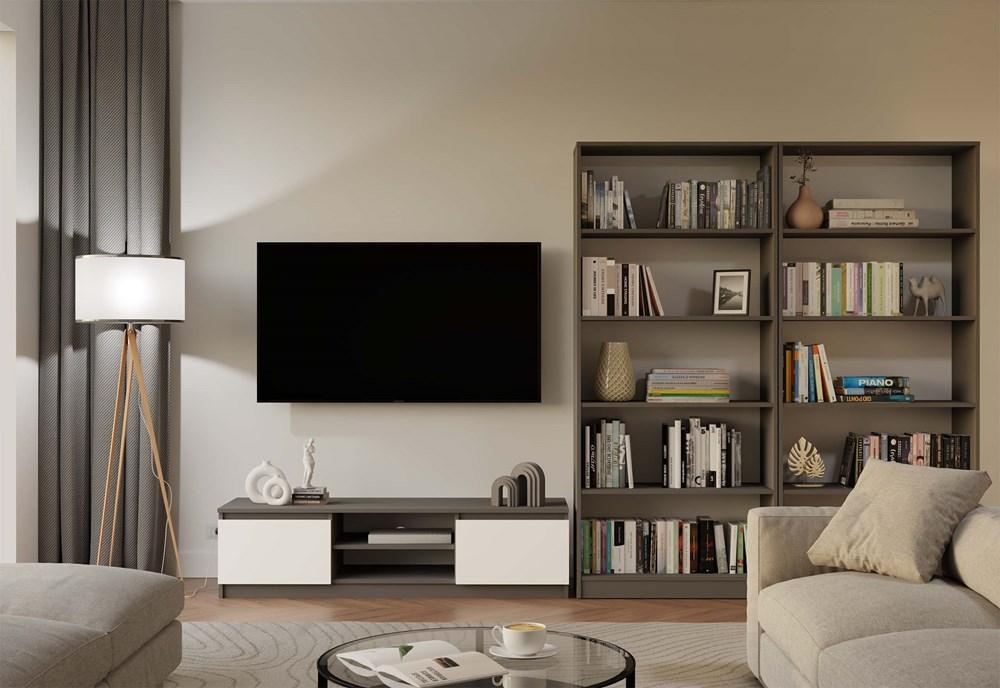 Szafka RTV Malwa 36x140x40 cm do salonu stolik pod telewizor antracyt biały nr. 9