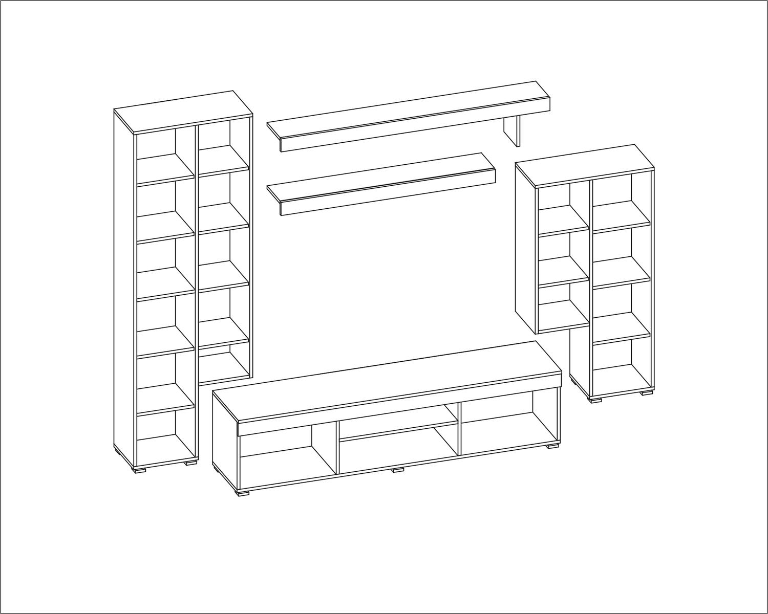 Meblościanka APOLLO 266x210x42 cm zestaw mebli do salonu witryna RTV Sonoma jasna  nr. 3