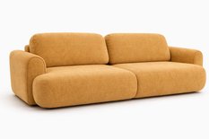 Kanapa z funkcją spania ITALY 250x100x82 cm FLOW 13 trzyosobowa sofa rozkładana tkanina musztardowy - Miniaturka zdjęcia nr 2