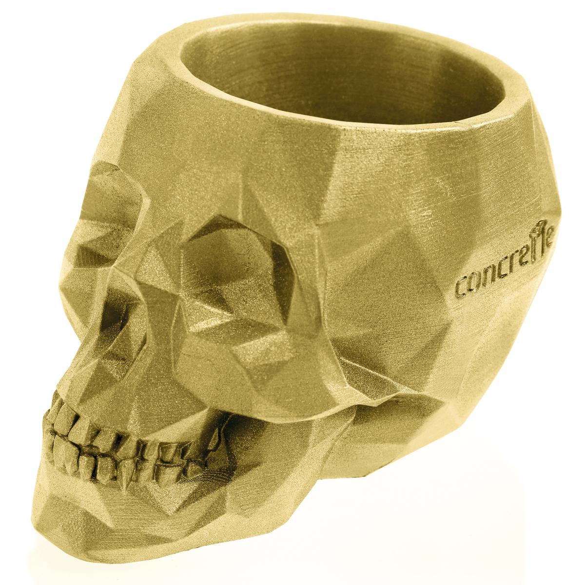 Doniczka betonowa Skull Low-Poly 7,6 cm | Klasyczne Złoto