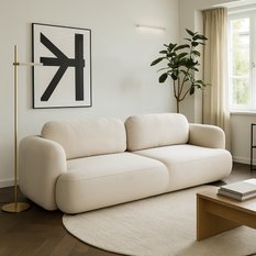 Kanapa rozkładana ITALY 253x110x71 cm sofa z funkcją spania tkanina Aragon beżowa obrazek