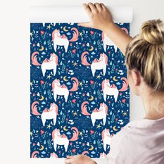 Tapeta Dla Dziewczynki JEDNOROŻCE Roślinki Wzorki - Miniaturka zdjęcia nr 4