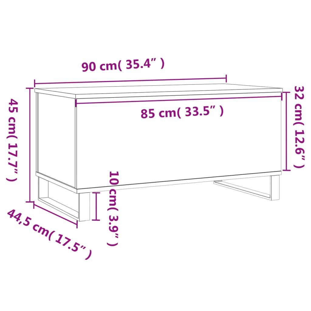 Stolik kawowy 90x44,5x45 cm z ukrytym schowkiem pod rozkładanym blatem biały do salonu nr. 11