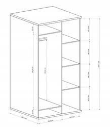 Szafa Dwudrzwiowa 201x86,4 cm dąb artisan/czarnylamele metalowe nogi do sypialni lub salonu  - Miniaturka zdjęcia nr 5