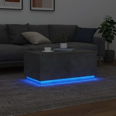 Stolik kawowy 90x50x40 cm z oświetleniem LED szarość betonu do salonu - Miniaturka zdjęcia nr 5