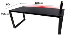 Biurko gamingowe model 3 Low 120x60x71 cm czarne LOFT LED RGB pilot przepust HUB USB blat 2,8 cm - Miniaturka zdjęcia nr 2